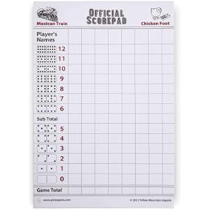YMI Mexican Train and Chicken Foot Dominoes Scorepad/Scoring Sheets (8.2 x 5.5 Inches) - 60 Sheets