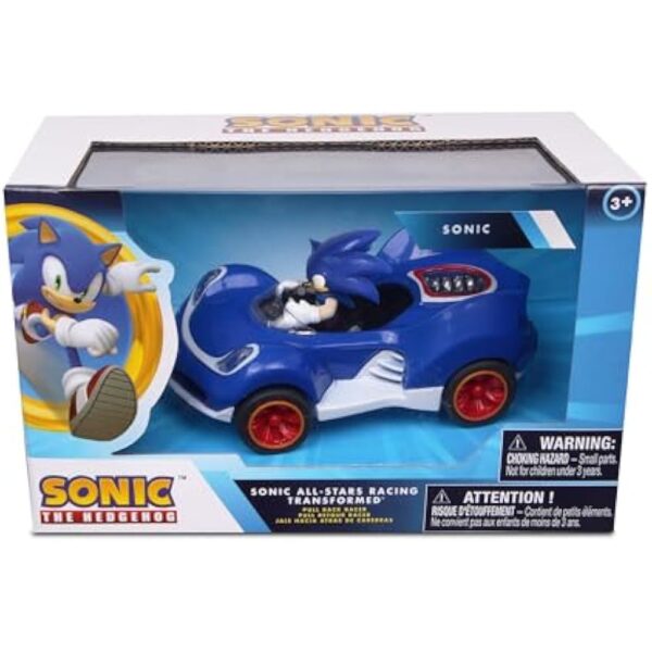NKOK Sonic The Hedgehog All-Stars Racing Transformed Pull Back Racer - Sonic; No Batteries Required; Pull Back, Let go, and Watch Sonic Race - Image 2
