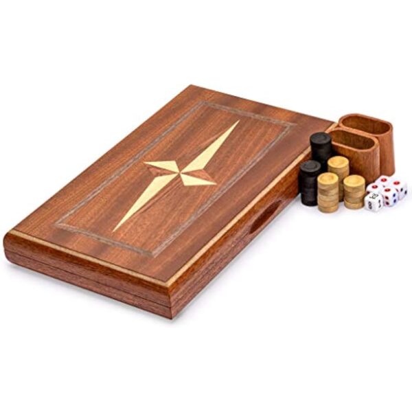 YMI Wooden Inlaid Backgammon Game Set, Sentinel - 11 Inches - Wooden Playing Pieces and Accessories - Image 3