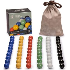 YMI 60 Pieces Chinese Checkers Marbles Set with Solid Colors - 16 Millimeters
