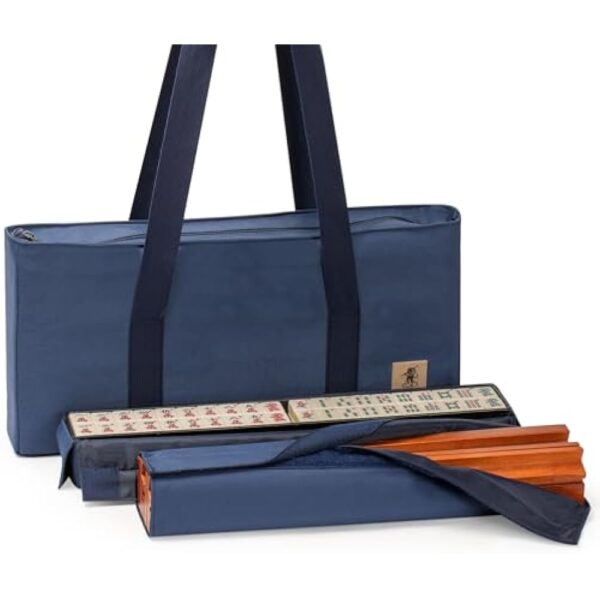 YMI American Mahjong Game Set, Sapphire with Blue Soft Case - All-in-One Racks with Pushers, Wright Patterson Scoring Coins, Dice, & Wind Indicator - Image 4