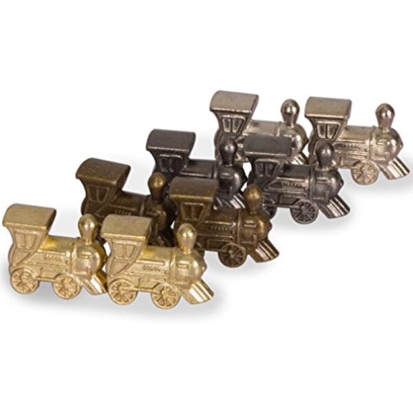 YMI Mexican Train Complete Set with Double 12 Dominoes (Pips/Dots), Wooden Hub, Die Cast Train Markers, and Scorepad - Image 5
