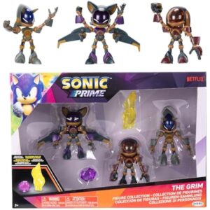 Sonic Prime 2.5-inch Action Figures The Grim Themed 5 Pieces: Sonic Trooper, Knuckles Trooper, Rouge Trooper, Yellow Shard and Purple Shard. Ages 3+ (Officially Licensed by Sega and Netflix)