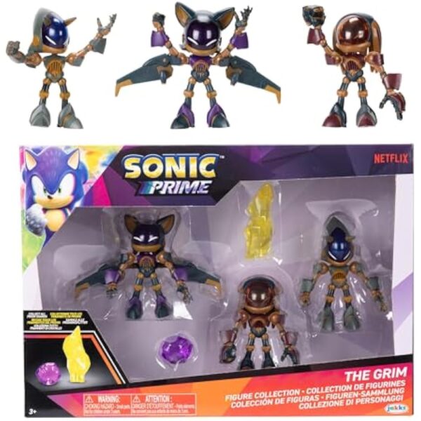 Sonic Prime 2.5-inch Action Figures The Grim Themed 5 Pieces: Sonic Trooper, Knuckles Trooper, Rouge Trooper, Yellow Shard and Purple Shard. Ages 3+ (Officially Licensed by Sega and Netflix)