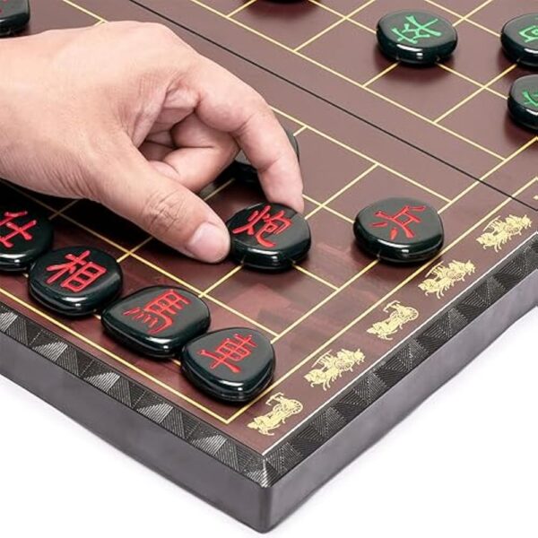 YMI Large Chinese Chess (Xiangqi) Magnetic Travel Board Game Set (14.6-inch) with Black Playing Pieces - Image 4