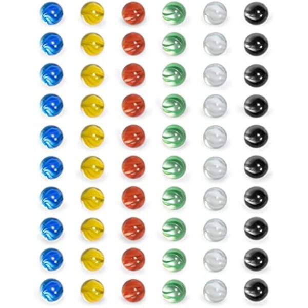 YMI 60 Pieces Translucent Chinese Checkers Glass Marbles with Petal Design - 14 Millimeters - Image 3