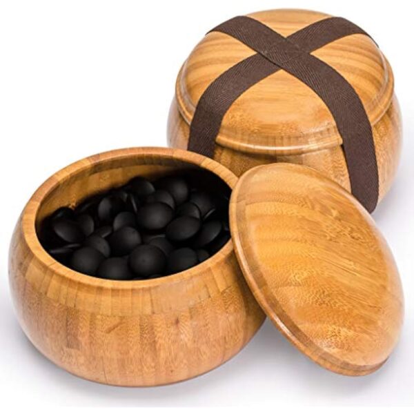 YMI Bamboo 2-Inch Reversible 19x19 / 13x13 Go Game Set Board with 9.2mm Double Convex Yunzi Stones and Bamboo Bowls - Classic Strategy Board Game (Baduk/Weiqi) - Image 3