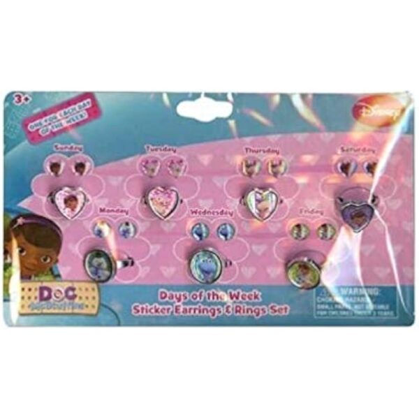 Doc McStuffins Days of the Week Earring and Ring Set
