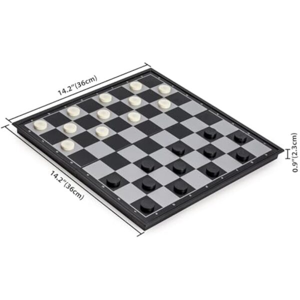 YMI Large 2-in-1 Travel Magnetic Chess & Checkers Board Game Set - 14 Inches - Folding, Portable, Multi-Game Set - Image 3