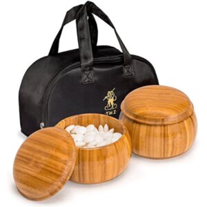 YMI Double Convex Melamine Go Game Stones Set with Bamboo Bowls - Size 33 (9 millimeters)