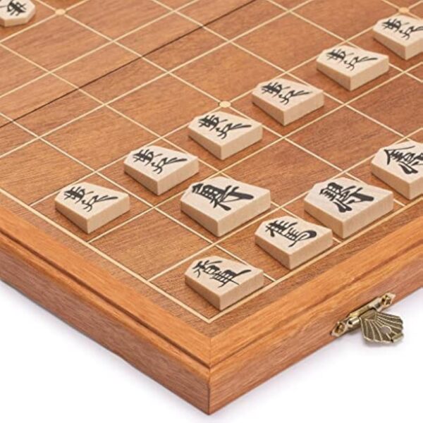 YMI Folding Wooden Shogi Japanese Chess Game Set with Traditional Koma Playing Pieces - 12.7 Inches - Image 2