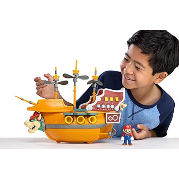 Super Mario Deluxe Bowser's Air Ship Playset with Mario Action Figure – Authentic in-Game Sounds & Spinning Propellers - Image 2