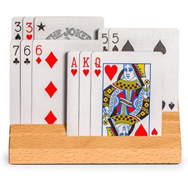 YMI Standard-Size Solid Beechwood Playing Card Holders/Racks - Set of 2 Card Organizers - Image 3