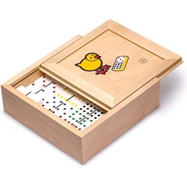 YMI Chicken Foot Complete Game Set with Double 9 Dominoes, Wooden Case, Hub, and Scorepad - Image 3