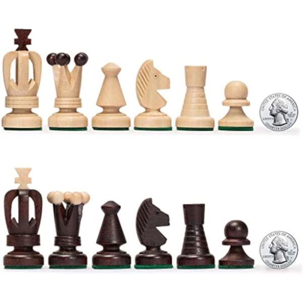 Husaria European International Chess Wooden Game Set, King's International - 14 Inches Medium Size Chess Set with Handcrafted Chessmen and Felted Folding Board - Image 2