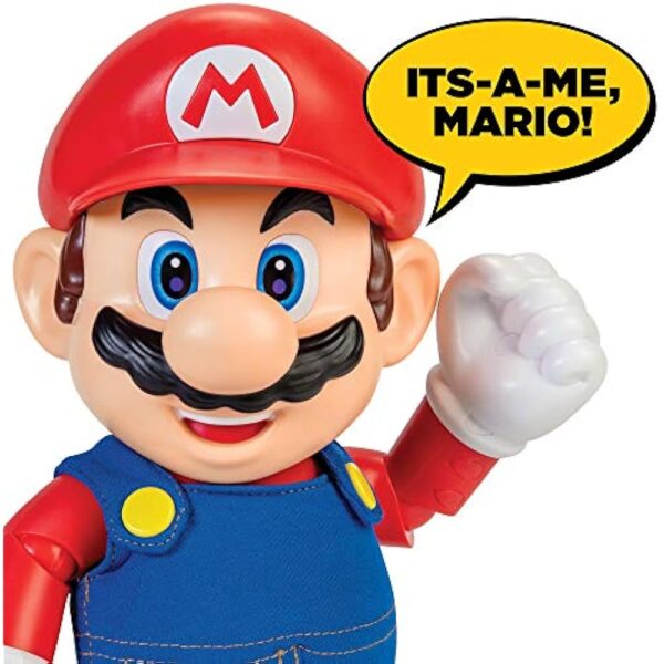 Super Mario It's-A Me, Mario! Collectible Action Figure, Talking Posable Mario Figure, 30+ Phrases and Game Sounds – 12 Inches Tall! - Image 2