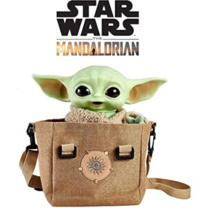 Mattel Star Wars Grogu Plush 10-inch Toy, Character Figure with Soft Body, Sounds & Carrier, Inspired by Star Wars The Mandalorian