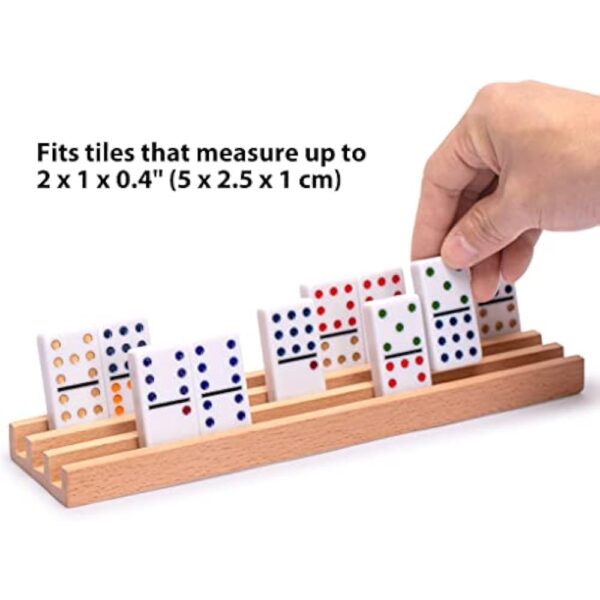 YMI Premium Beechwood Domino Racks/Trays (10-Inch) - Set of 4 - Domino Holders for Mexican Train, Chickenfoot and Other Domino Games - Image 2