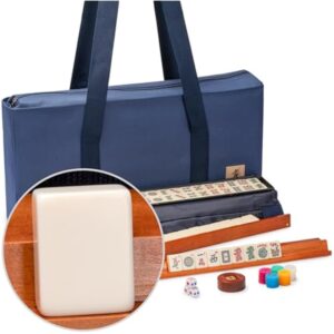 YMI American Mahjong Game Set, Sapphire with Blue Soft Case - All-in-One Racks with Pushers, Wright Patterson Scoring Coins, Dice, & Wind Indicator