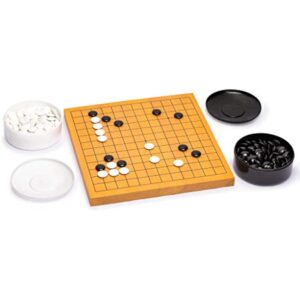 YMI Shin Kaya Beginner's Reversible 13x13 / 9x9 Go Game Set Board (0.8-inch) with Double Convex Melamine Stones - Classic Strategy Board Game (Baduk/Weiqi)