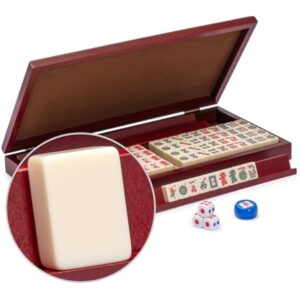 YMI American Mahjong Set, Classic Mini with Portable Wooden Case - Four Wooden Racks, Wind Indicator, and Dice