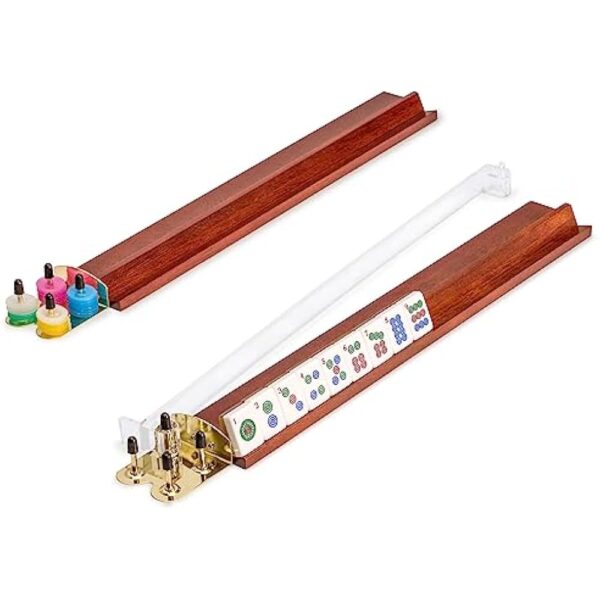 YMI American Mahjong Set, Golden Fortune with 166 Acrylic Mahjong Tiles, Inlaid Wooden Case, Racks and Other Accessories - Image 3