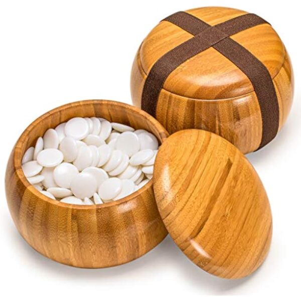 YMI Bamboo 0.8-Inch Reversible 19x19 / 13x13 Go Game Set Board with Single Convex Melamine Stones and Bamboo Wood Bowls Set - Classic Strategy Board Game (Baduk/Weiqi) - Image 3