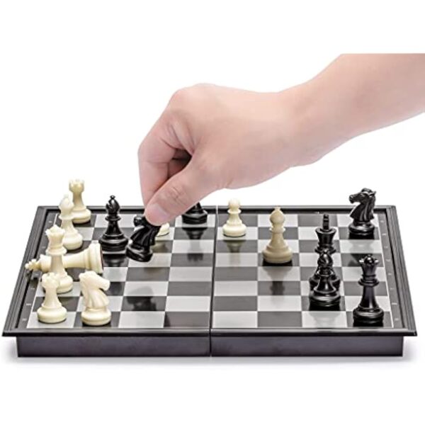 YMI Magnetic Portable Medium Chess Board Game Set (9.8 Inches) - Travel Chess Set with Folding Board and Felt-Bottom Chessmen - Image 3