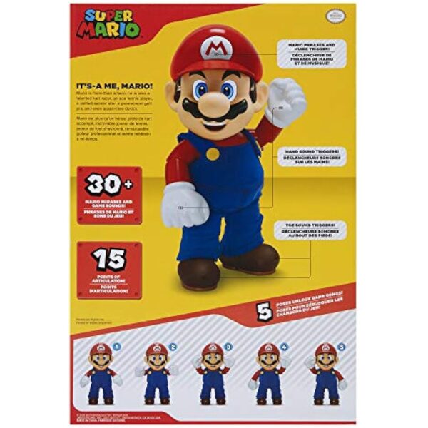 Super Mario It's-A Me, Mario! Collectible Action Figure, Talking Posable Mario Figure, 30+ Phrases and Game Sounds – 12 Inches Tall! - Image 7