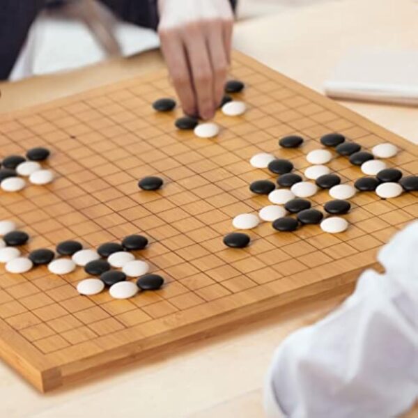 YMI Bamboo 0.8-Inch Etched Reversible 19x19 / 13x13 Go Game Set Board with 9.2mm Double Convex Yunzi Stones and Bamboo Wood Bowls Set - Classic Strategy Board Game (Baduk/Weiqi) - Image 2